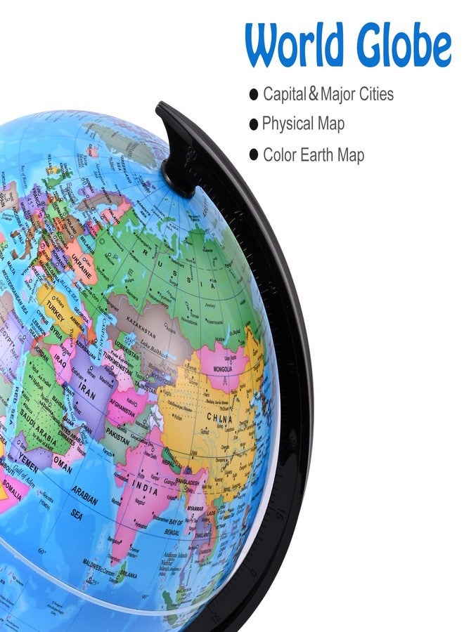 Wizdar 8'' World Globe for Kids Learning, DIY Assemble Educational Rotating World Map Globes Large Size Decorative Earth Children Globe for Classroom Geography Teaching, Desk and Office Decoration - Image 3